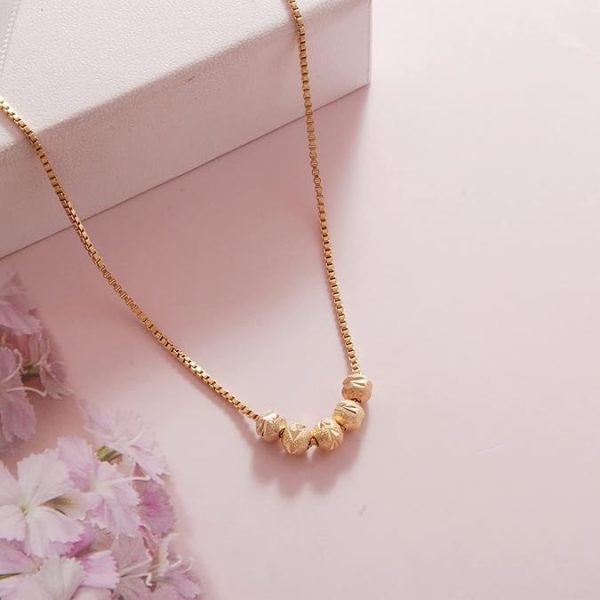 Anti-Tarnish Minimal Titanium Steel  Everyday Five Transfer Beed Necklace | Pretty Ball Chain - Image 3
