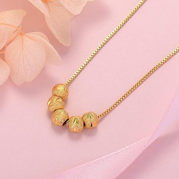 Anti-Tarnish Minimal Titanium Steel  Everyday Five Transfer Beed Necklace | Pretty Ball Chain - Image 1