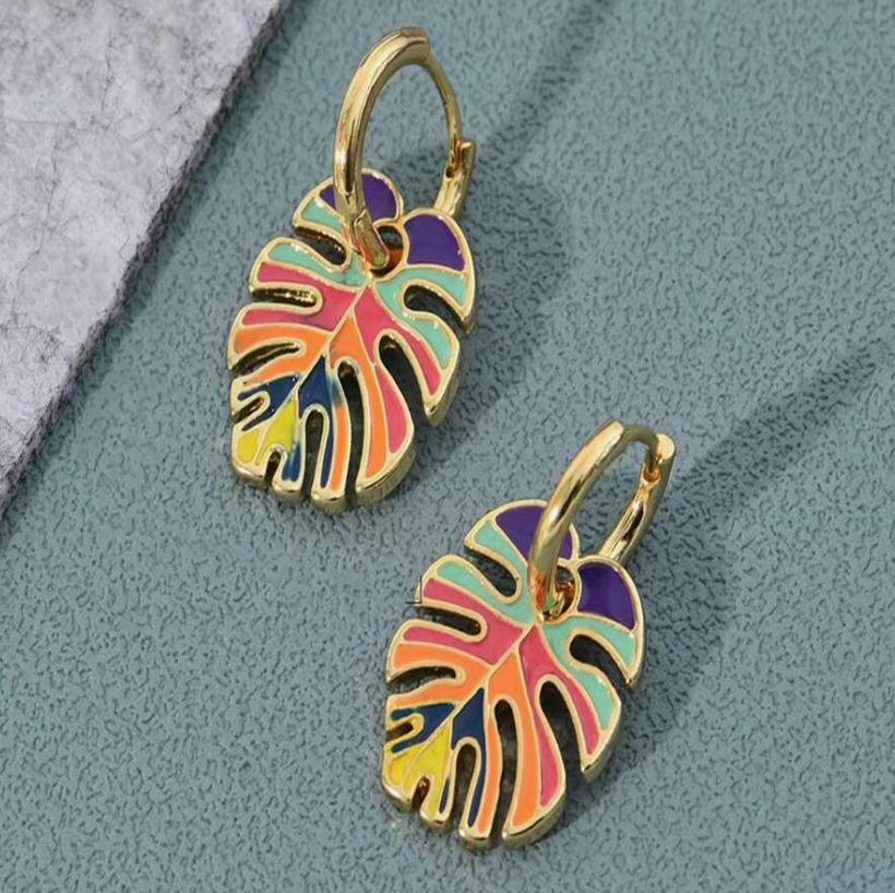 Colourful Cactus Leaf Earrings