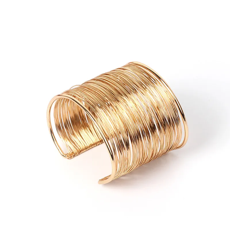 Golden Cuff Bracelet Wide Decorative Retro Personalized Dainty Metal Cuff Bangle