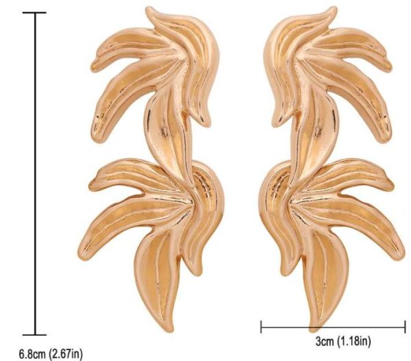 Chunky Golden Leaf Earrings | Big Gold Earrings | Big Leaf Earrings - Image 4