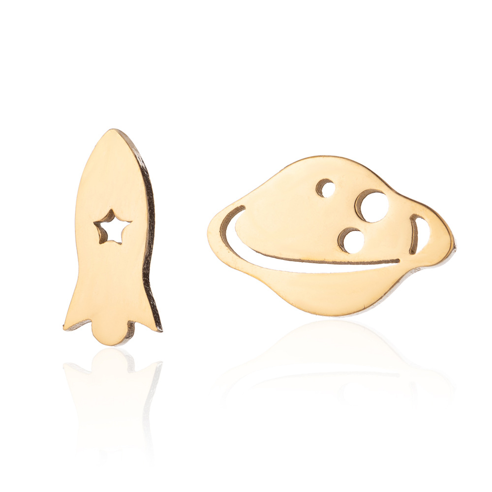 Anti -Tarnish Titanium Steel Spacecraft and Planet Earrings |  Tiny Treasures