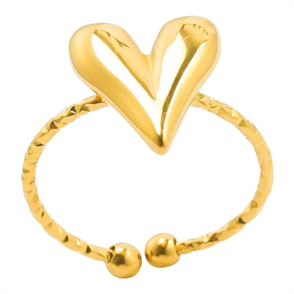 Anti Tarnish Titanium Steel Gold Plated Heart Shape Ring | Valentine Gift Idea | Date Night Gift Idea - Image 3
