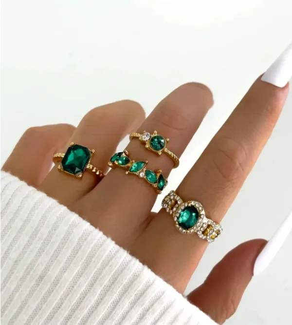 Emerald Green Ring Set